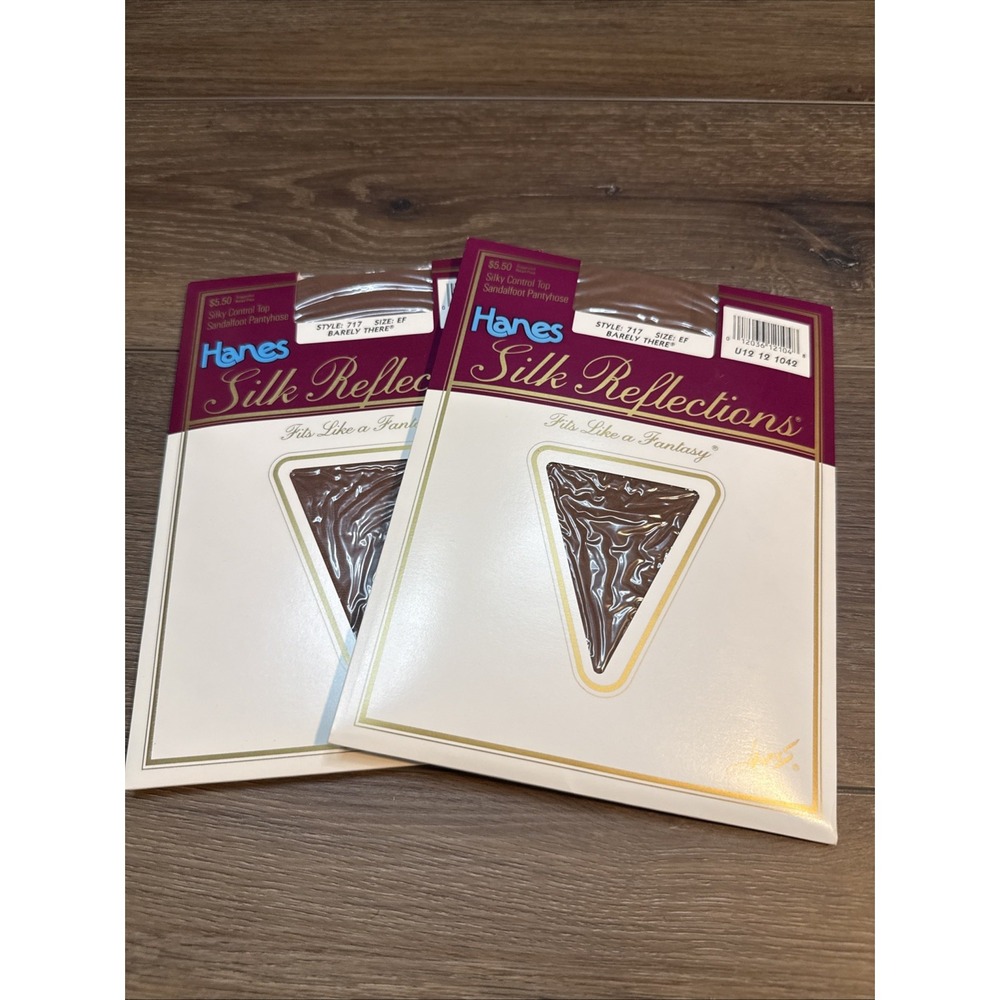 2 - Vtg 90s Hanes Silk Reflections Control Top Pantyhose EF Barely There 718 New